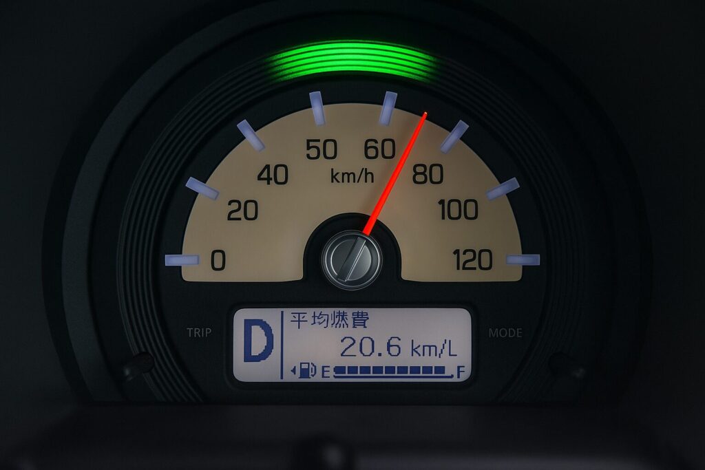 20.6km/l表示するメーター