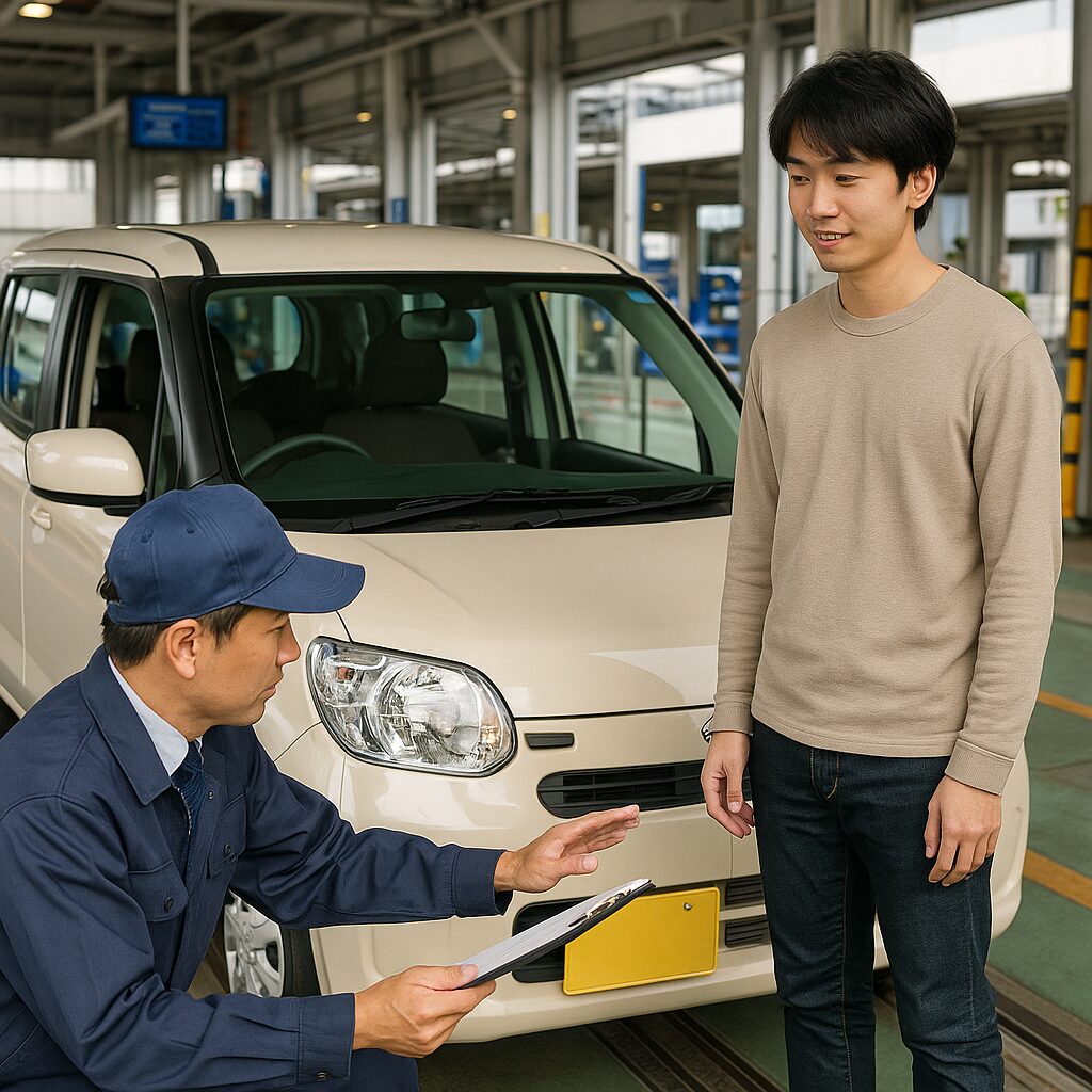 車検の説明をする整備士