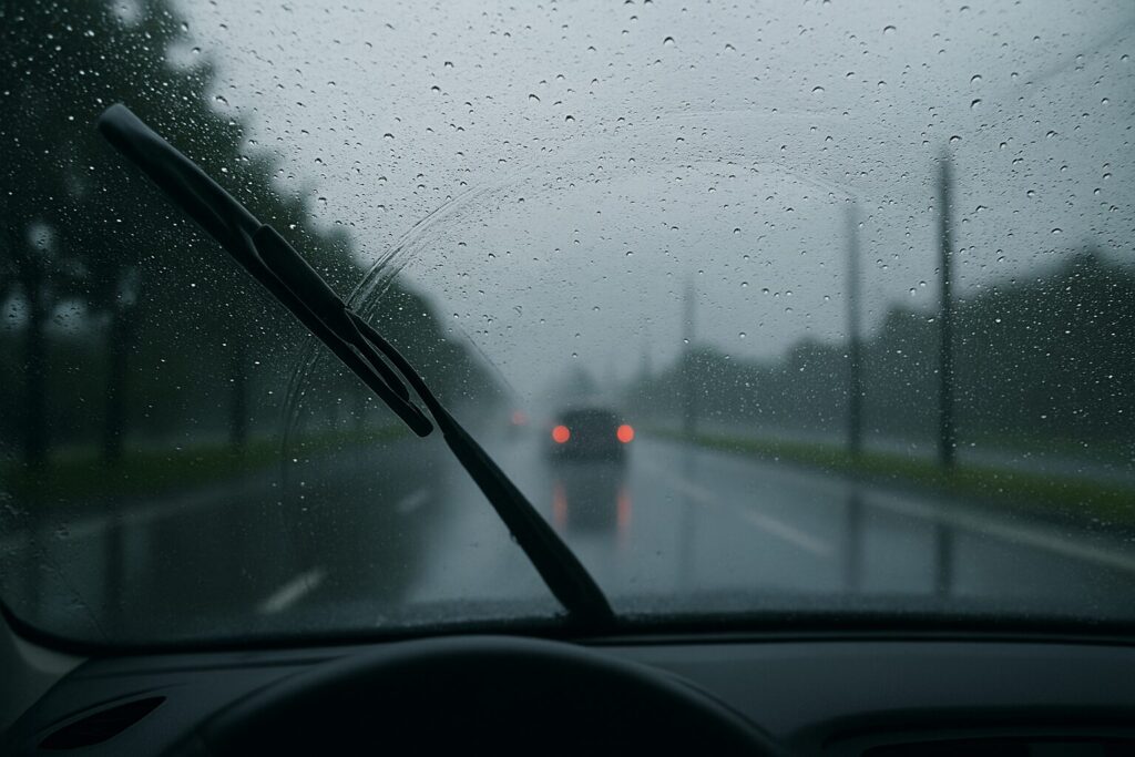 雨の中で見にくいフロントガラス