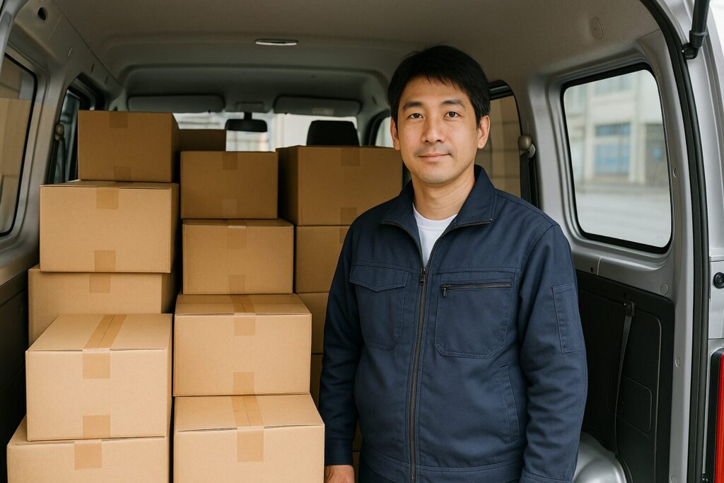 軽バンいっぱいに積み込まれた荷物
