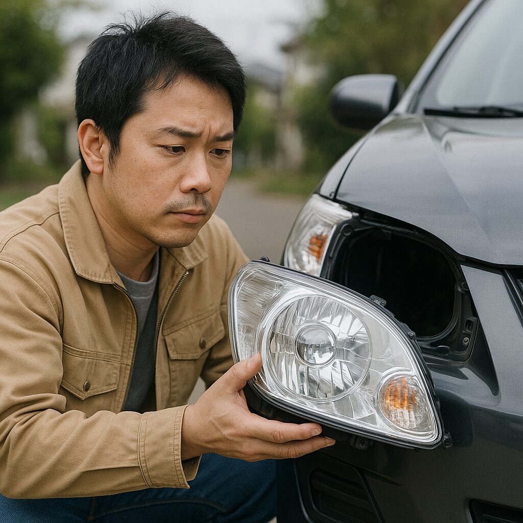 ヘッドライトを外して点検する