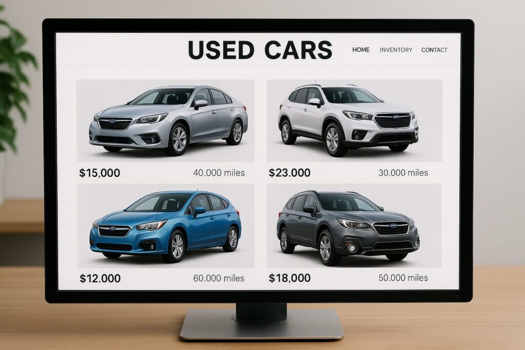 ネット中古車販売店のホームページ