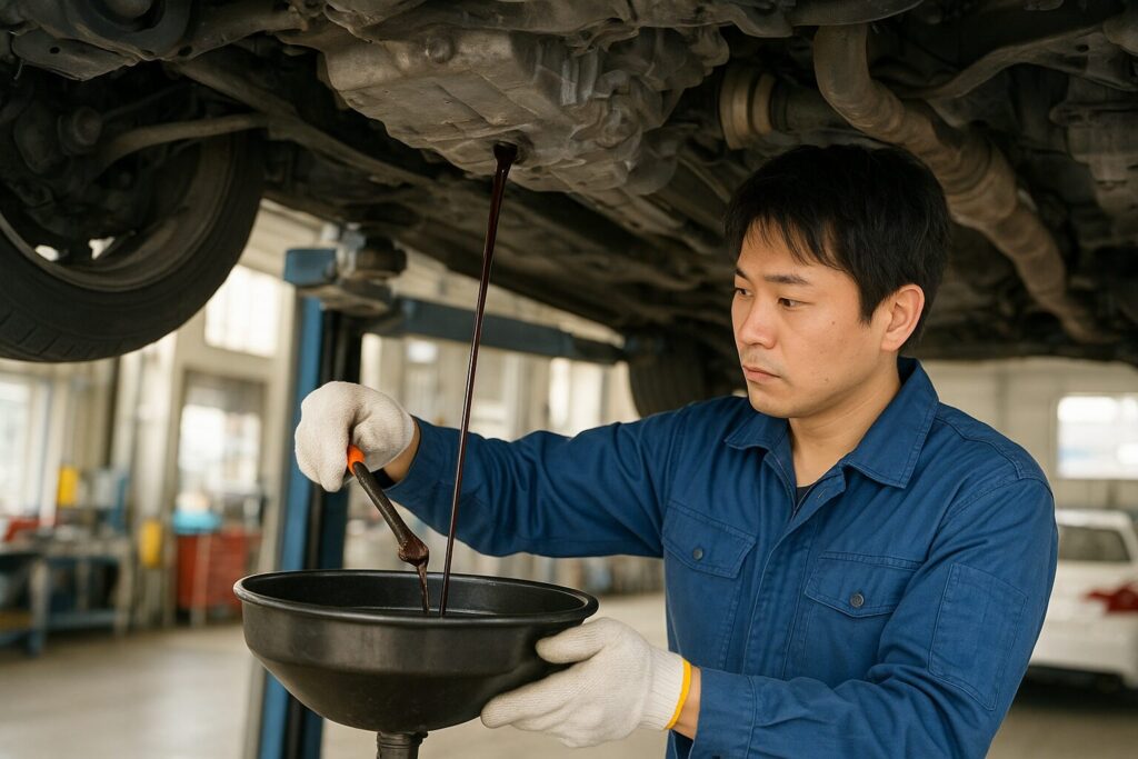 オイルパンを外しミッションオイルを抜く