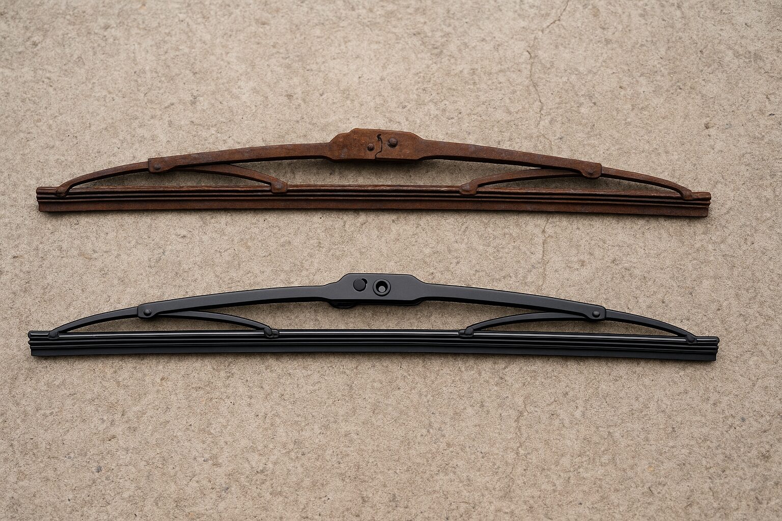 サビたワイパーと塗り直したワイパー