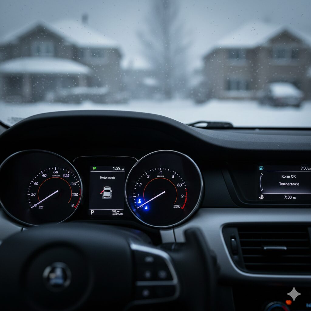 自動車のメーター内の水温計が7低い状態