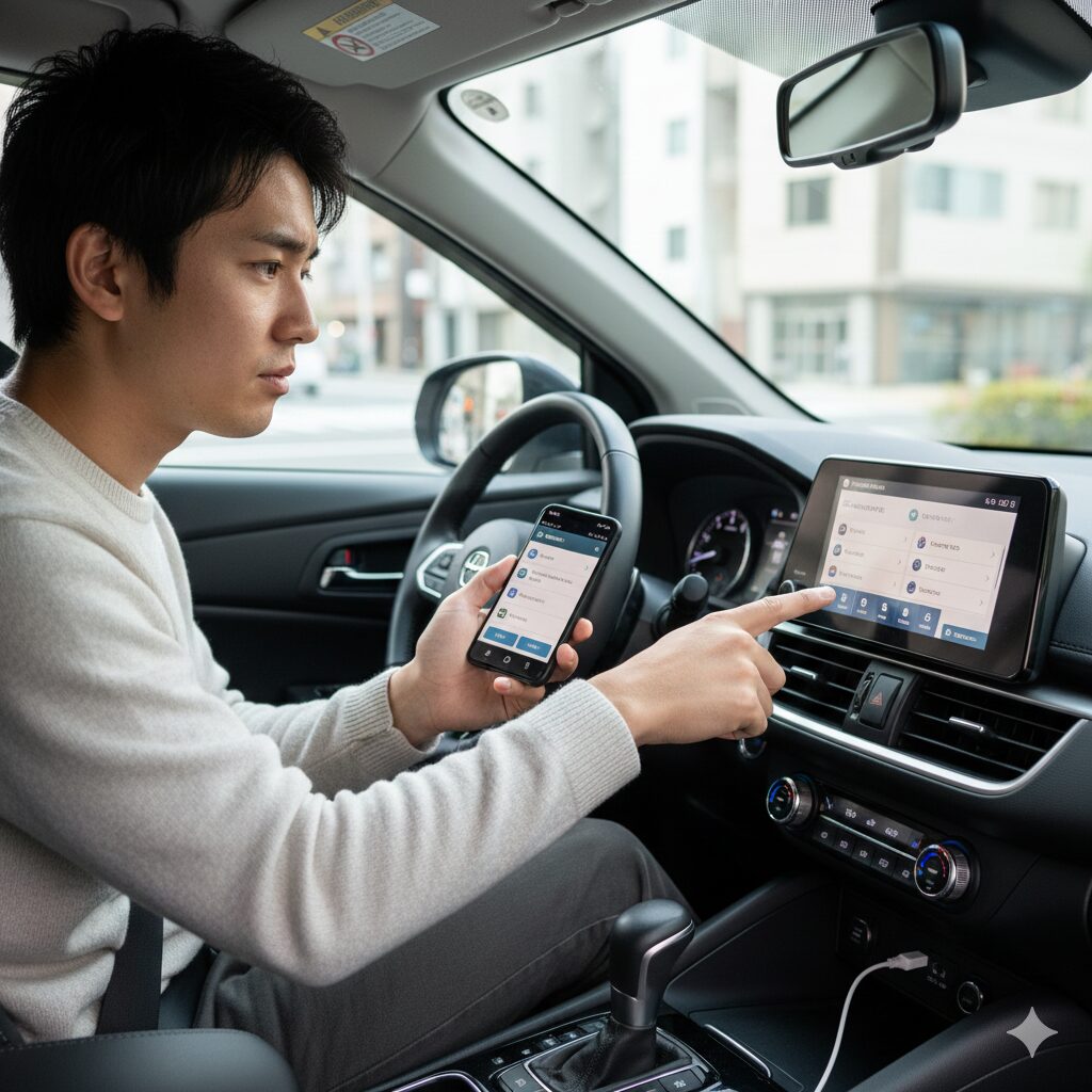 スマートフォンとカーナビを連携設定している