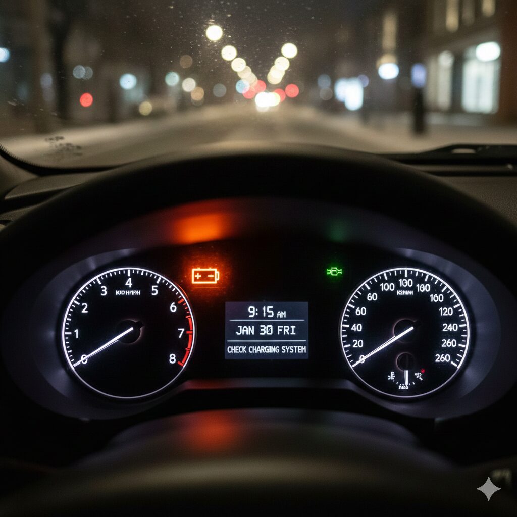 メーター内のバッテリー警告灯が点灯している