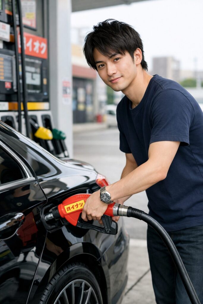 高級車にレギュラーガソリンを入れる男