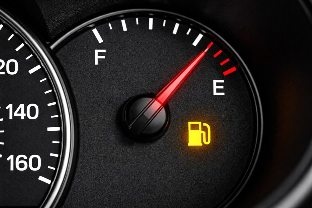 メーターパネル内の燃料計がエンプティを表示している