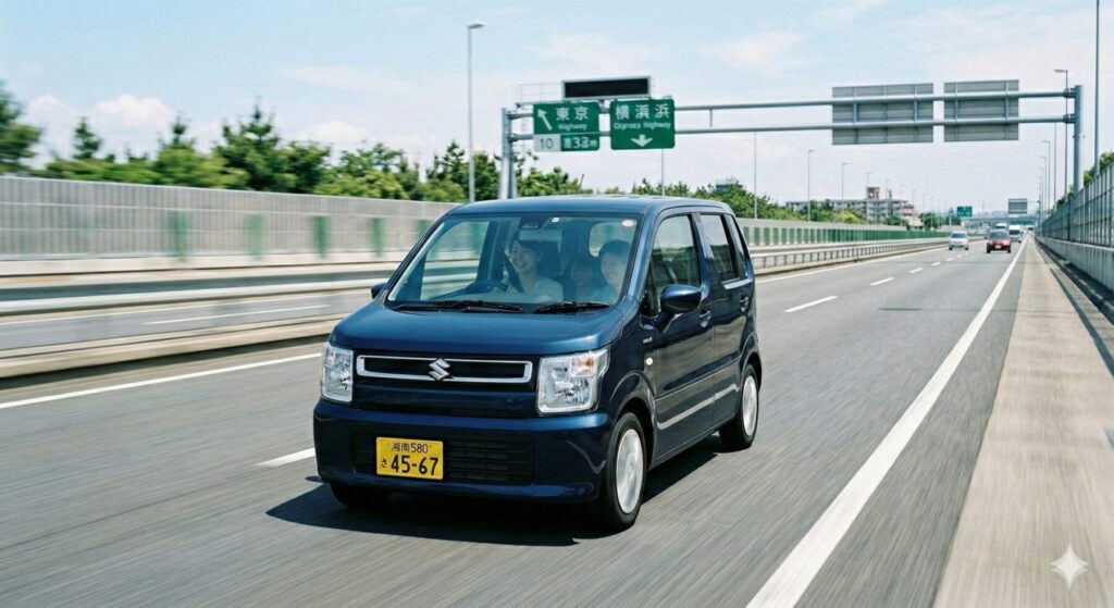 高速道路を走る軽自動車