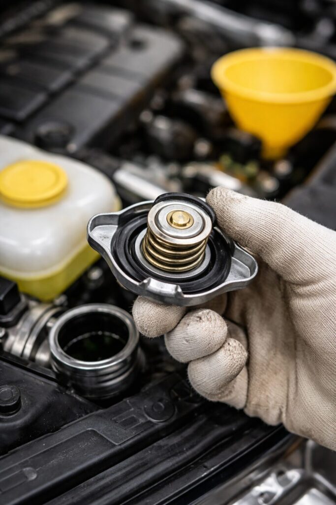 ラジエターキャップを取り外したところ