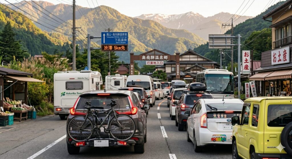 行楽地へ向かう車の渋滞