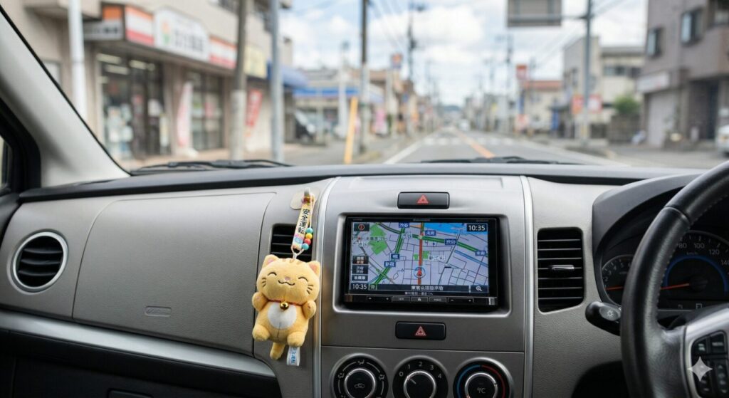 助手席のダッシュボードに置かれたぬいぐるみ